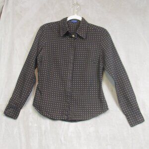 J. McLaughlin Women's Silk Button Up Shirt Long Sleeve Brown Polka Dot Size 4